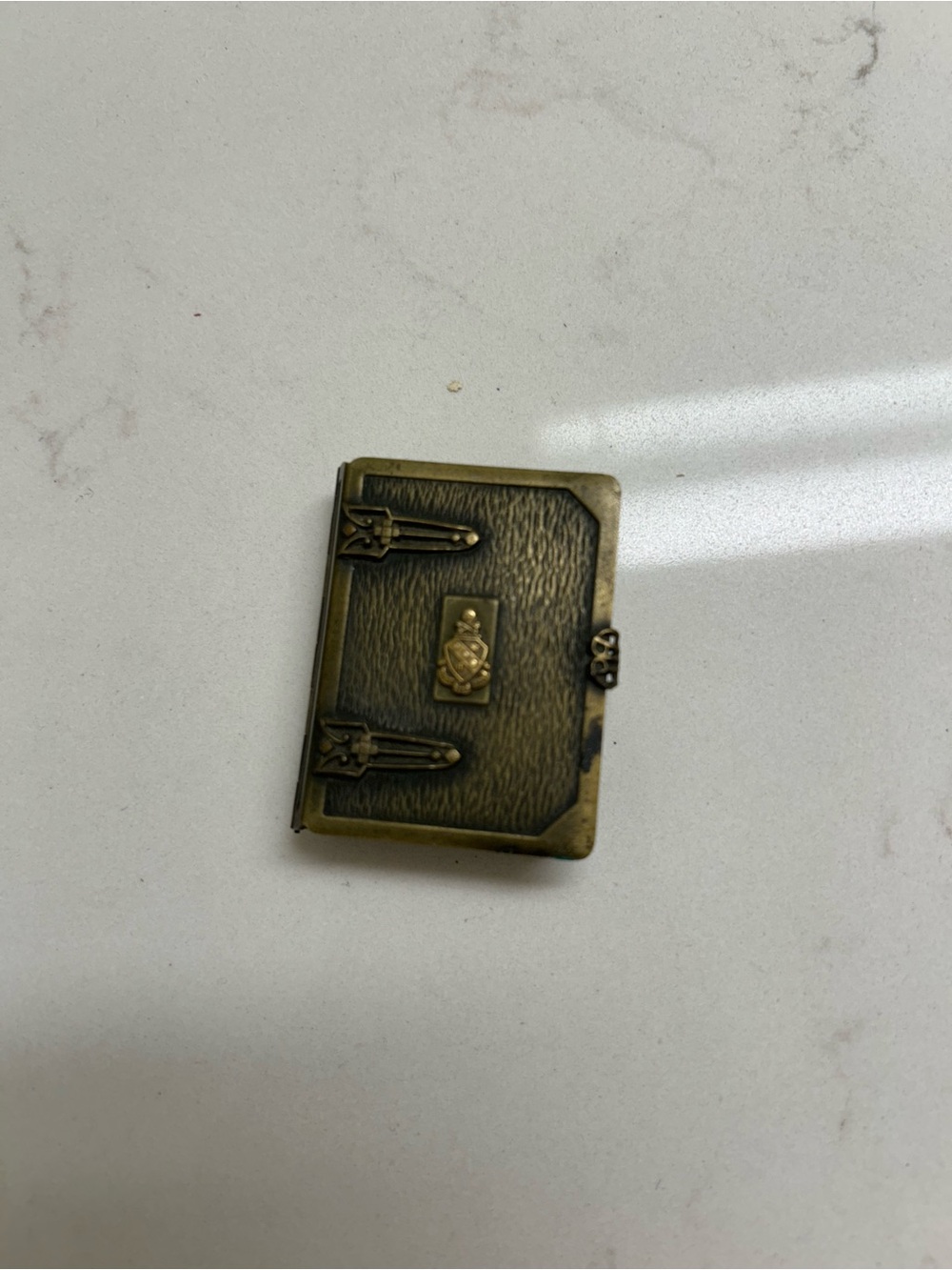 Vintage Brass Tone Book Compact